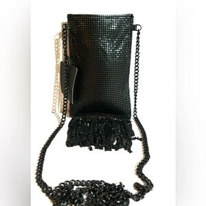 Zara black sequin crossbody evening party phone Bag